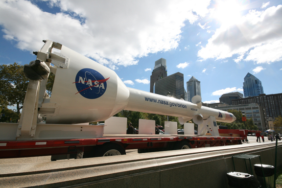 Philadelphia City Skyline and NASA’s Orion LAS