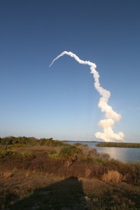 STS 133 Speeds Downrange
