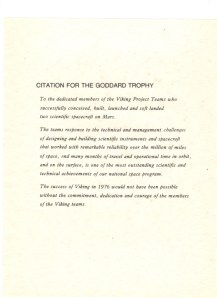 Goddard Trophy Citation Goddard Trophy Citation