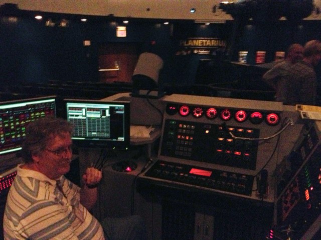 Bill Murray at the original analog control panel at the NJ State Planetarium