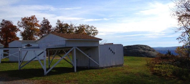 The AAAP observatory stands next to a precipice on Jenny Jump Mountain.